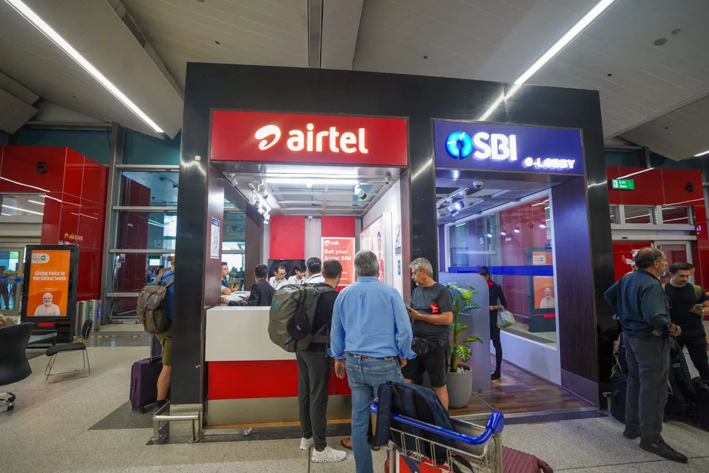 Airtel SIM card counter at Delhi Airport T3