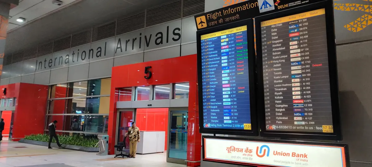 Delhi Airport Terminal 3 arrivals exit and taxi lanes