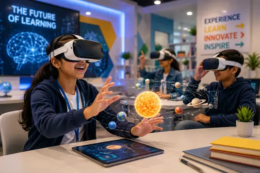 Virtual reality augmented reality immersive learning in schools and education technology