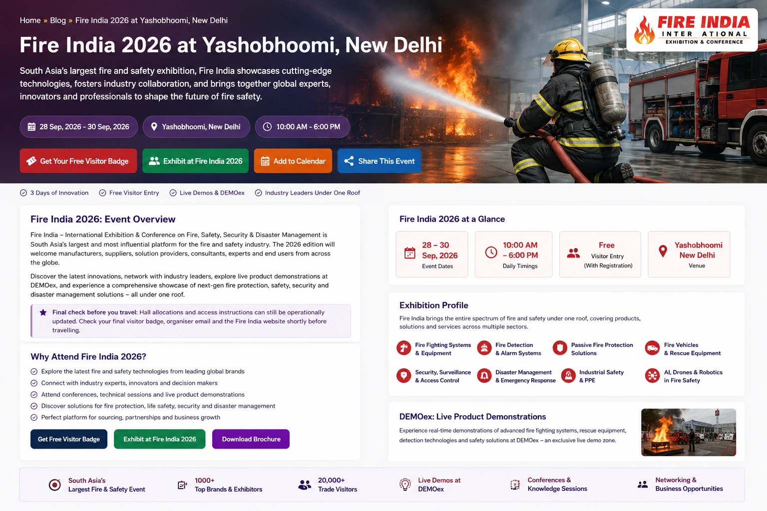 Fire India 2026 fire and safety exhibition at Yashobhoomi New Delhi