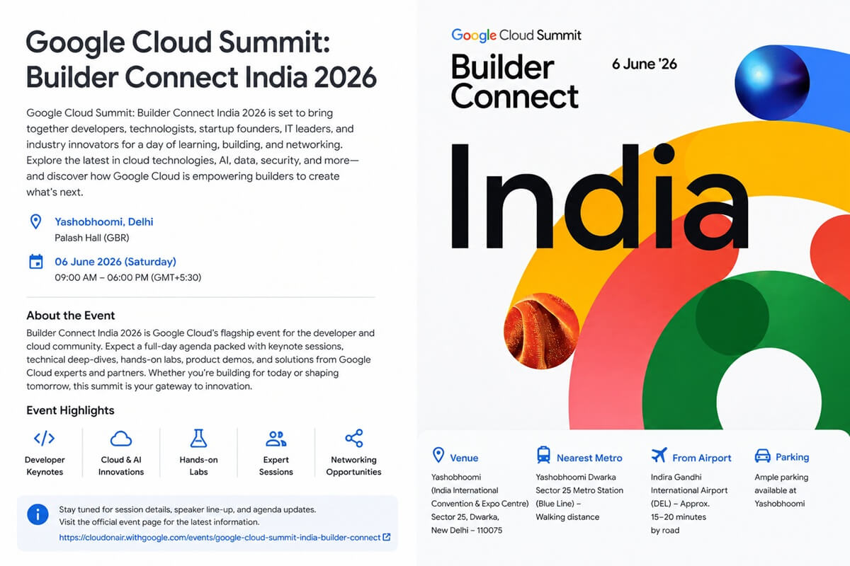 Google Cloud Summit Builder Connect India 2026 at Yashobhoomi New Delhi