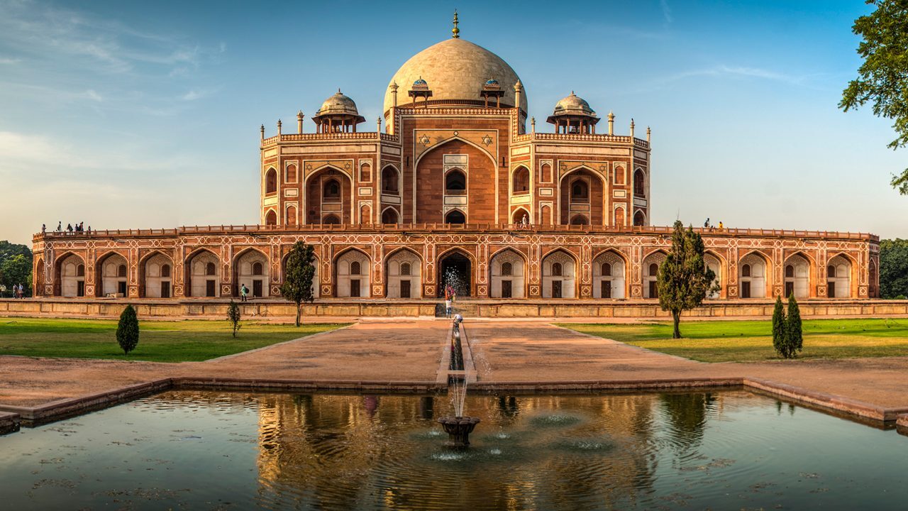Humayun's Tomb red sandstone facade and Charbagh gardens