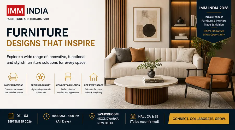 Home luxury bespoke contract office and outdoor furniture at IMM India 2026