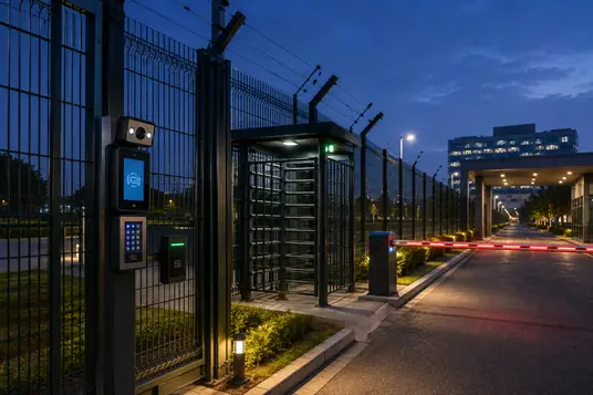 Access control biometric turnstiles bollards and vehicle barriers at India Fence Expo