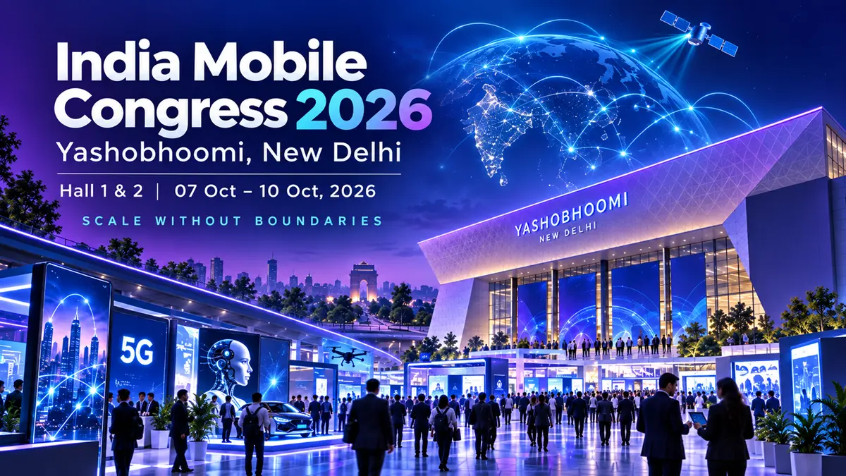 India Mobile Congress 2026 technology exhibition and conference at Yashobhoomi New Delhi