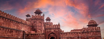 Red Fort, Delhi — red sandstone walls at sunset