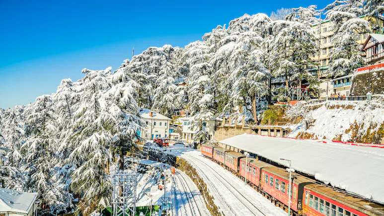 Shimla Mall Road and Ridge at sunset